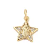 Brass Micro Pave Clear Cubic Zirconia Charms