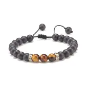 Natural Lava Rock & Tiger Eye Braided Bead Bracelet