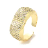 Brass Micro Pave Cubic Zirconia Open Cuff Rings