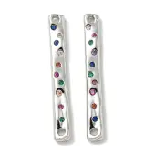 Brass Pave Colorful Cubic Zirconia Connector Charms