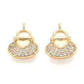 Brass Micro Pave Cubic Zirconia Charms