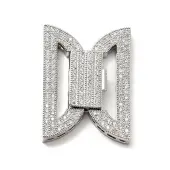Brass Micro Pave Clear Cubic Zirconia Fold Over Clasps