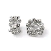 Brass Micro Pave Cubic Zirconia European Beads