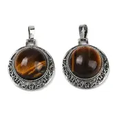 Natural Tiger Eye Half Round Pendants