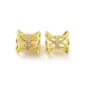 Brass Micro Pave Cubic Zirconia Spacer Beads