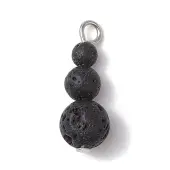Natural Lava Rock Round Beaded Pendants