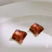 Brass Enamel Stud Earrings