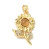 Brass Micro Pave Cubic Zirconia with Resin Pendants