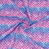 FINGERINSPIRE Mermaid Scales Fabric 39.4x57inch Fish Scale Pattern Polyester Cotton Fabric Blue Purple Mermaid Printed Fabric for DIY Craft