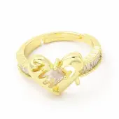 Cubic Zirconia Heart Adjustable Ring