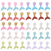 SUNNYCLUE 40Pcs 10 Color Resin Mermaid Tail Charms Flatback Pendants with Hole 2mm for DIY Jewelry Making Earring Bracelets Necklace...