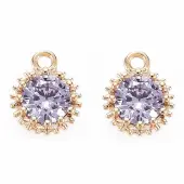 Brass Micro Pave Cubic Zirconia Charms