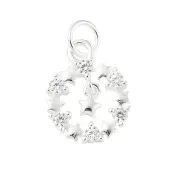 925 Sterling Silver Micro Pave Clear Cubic Zirconia Star Ring Charms