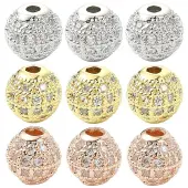 12Pcs 3 Colors Brass Cubic Zirconia Beads