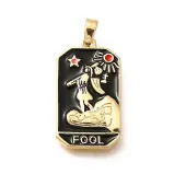 Tarot Card Brass Enamel Pendents