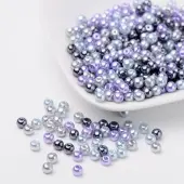 Silver-Grey Mix Pearlized Glass Pearl Beads