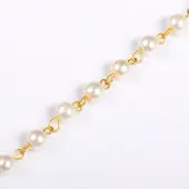 Handmade Round Glass Pearl Beads Chains for Necklaces Bracelets Making
