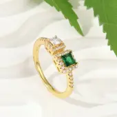 Brass Micro Pave Cubic Zirconia Cuff Rings