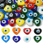 40Pcs 8 Colors Handmade Evil Eye Lampwork Beads Strands