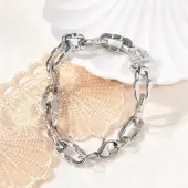 304 Stainless Steel Dapped Chain Bracelets for Women