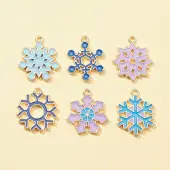 6Pcs 6 Styles Christmas Zinc Alloy Enamel Pendants