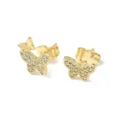 Brass Micro Pave Clear Cubic Zirconia Stud Earrings