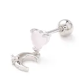 Heart & Moon Cubic Zirconia Dangle Stud Earrings