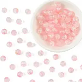 100Pcs Transparent Spray Painted Crackle Glass Beads