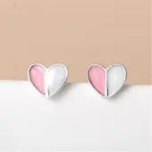 Heart Enamel Stud Earrings for Girl Women