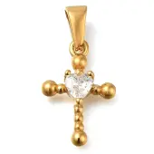 Ion Plating(IP) 304 Stainless Steel Pendants with Cubic Zirconia