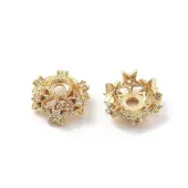 Brass Micro Pave Clear Cubic Zirconia Bead Caps