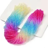 Transparent Painted Glass Beads Strands