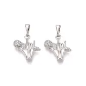 Brass Micro Pave Clear Cubic Zirconia Pendants