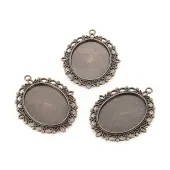 Tibetan Style Oval Pendant Cabochon Settings