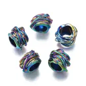 Rack Plating Rainbow Color Alloy European Beads