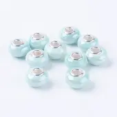 Rondelle Turquoise Handmade Porcelain Large Hole European Beads