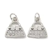 Rack Plating Brass Micro Pave Clear Cubic Zirconia Charms