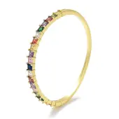 Brass Pave Colorful Glass Hinged Bangles for Women