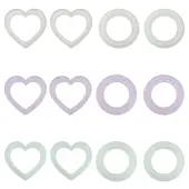 CHGCRAFT 12Pcs 6 Style Heart/Ring Glitter Silicone Beads