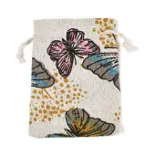 Butterfly Printed Polycotton(Polyester Cotton) Packing Pouches Drawstring Bags