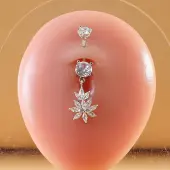 316L Surgical Stainless Steel Micro Pave Clear Cubic Zirconia Belly Rings