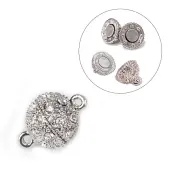 Alloy Rhinestone Magnetic Clasps with Loops