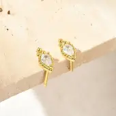 Brass Micro Pave Clear Cubic Zirconia Stud Earrings