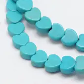 Dyed Synthetical Turquoise Heart Bead Strand
