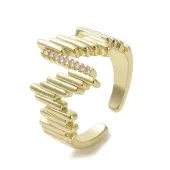 Brass Micro Pave Cubic Zirconia Open Cuff Ring
