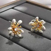 Brass Micro Pave Clear Cubic Zirconia Stud Earrings