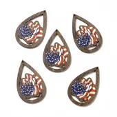 American Flag Theme Single Face Printed Aspen Wood Pendants