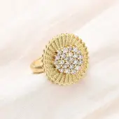 Adjustable Brass Micro Pave Cubic Zirconia Cuff Rings for Women