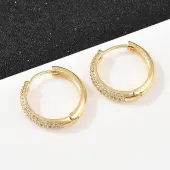 Brass Clear Cubic Zirconia Hoop Earrings