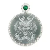 Natural Jadeite Carved Flat Round Pendants